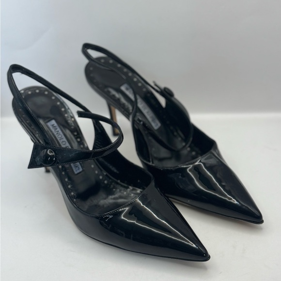 Flawed Manolo Blahnik Women’s Size 36.5 US 6.5 Didion Slingback Pump Black - Picture 2 of 14